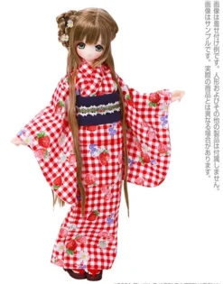 Azone 1/6 Pure Neemo Wear PNS Yukata set -Strawberry & Maiden- Red Gingham Check (DOLL ACCESSORY) Hot